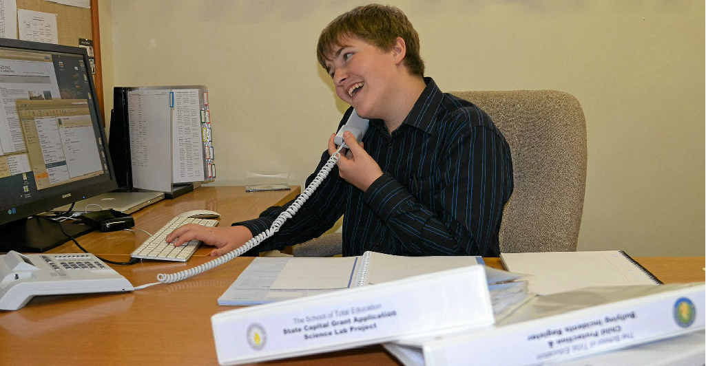 Austin Burton experienced life in the principal’s chair. Austin Burton experienced life in the principal’s chair.